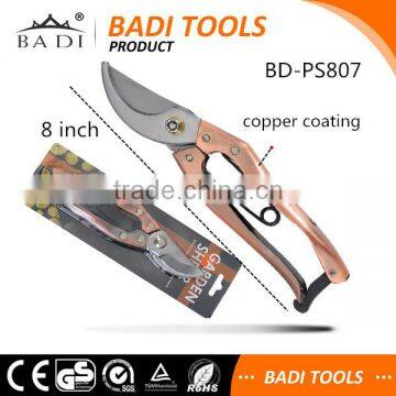 Garden Scissors Hand Pruner - 8 Inch Bypass Pruning Shears With Copper Coating Handle photo-2