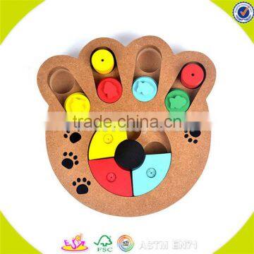 Wholesale creative paw shape wooden interactive dog toy top quality pet IQ training wooden interactive dog toys W06F035