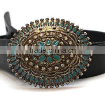 Antique Looking Fashion Hot Sale Embellished Buckle for Belts, Zinc Alloy Material Buckle With Paint Injection and Rhinestones photo-6