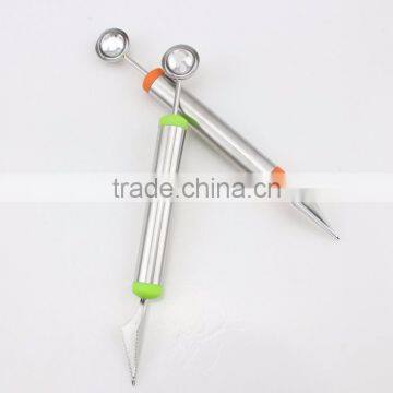 Fashionable Multifunction Stainless Steel Fruit Carving Knives Watermelon Hami Melon Balls Ice Cream Spoon photo-3