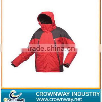 New men removeable hood outdoor waterproof ski jacket with waterproof zipper