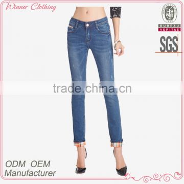 plus size chlothing hot sale low waist closed fit denim pants for women