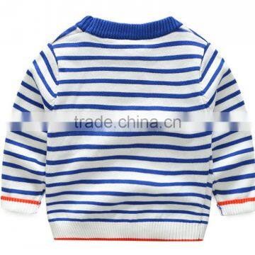 Wholesale Boys Blue White Striped Knitted Sweaters With Jacquard Patterns photo-2