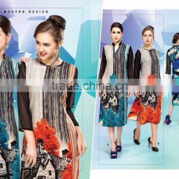 Flower House Digital Printed Poly Designer Georgette Tops