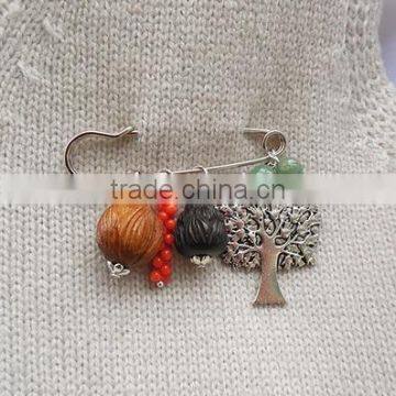 New Stylish Classic Stone Charms Safety Pins Diy Vintage Stone Charms Brooch for Her Gifts 2016 photo-3