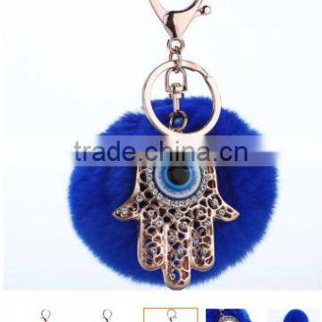 Evil Eye Faux Fur Pom Pom Keychain Bag Charms Fake Fur Glasses Bag Charms Car Hangers Imitation Fur Ball Keychain Gifts photo-6