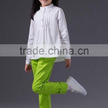 slim fit stripe for girls children's 100% cotton shirts white dress shirts