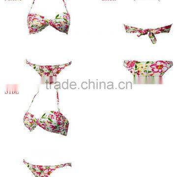 Wholesale Flower Sublimation Printed Slim Fit Bikinis Woman Swimwear photo-6