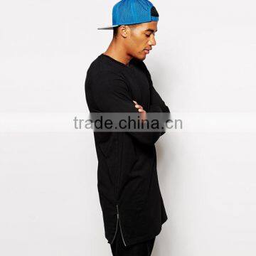 New Arrival Hiphop Tee Shirt Long Sleeve T-shirt Side Zipper Tshirt photo-2