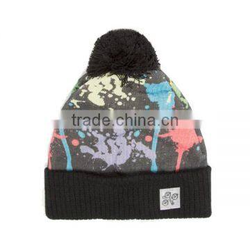 Wholesale Colorful Fancy Heat Sublimation Custom Printed Fabric Knit Beanie photo-5