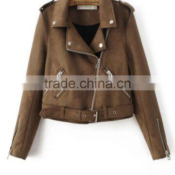 Runwaylover EY1066C 2016 New Fashion Short Women Suede Fabric Basic Jacket photo-5