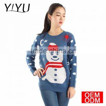 Custom Women Party Knitwear Long Sleeve Smiley Snowman Christmas Sweater photo-3