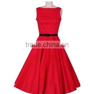 Walson Instyles Wholesale Womens Retro Audrey Hepburn Swing Dress 50s Rockabilly Party Dress Boat Neck photo-4