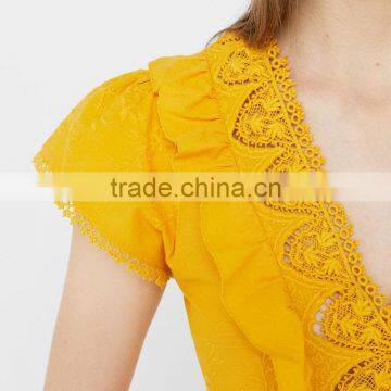 Embroidery Cutwork Cotton Dresses Ladies Crocheted Fit and Flare Short Dress photo-5