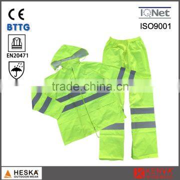 PVC EN20471 high visibility man safety reflective safety rain wet weather suit