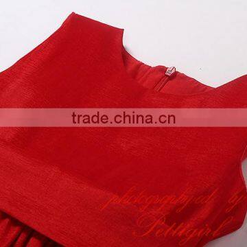 Hot Selling Red Girls Dresses Decorated With Big Flower Fashion Solid Kids Vestido Wholesale Child Wear photo-2