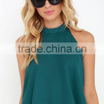 New Summer High Quality Sleeveless Plain Style Fashion Blouses From Garment Factories in China photo-2