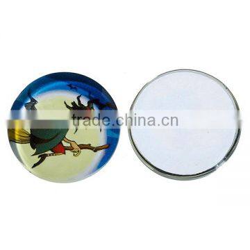 Wholesale Round Flatback Multicolor Halloween Witch Besom Pattern Transparent 20mm Glass Dome Seals Cabochons photo-3