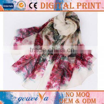 White Background Flower Digital Printed Scarf Shawl