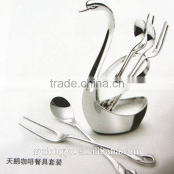 high quality alloy fork spoon holder /yxi swan silver and gold spoon holder stand /fancy spoon fork holder