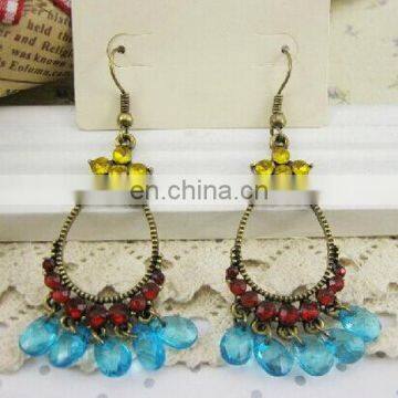 Fashion New Bohemia Style Colorful Teardrop Beads Women's Alloy Earring