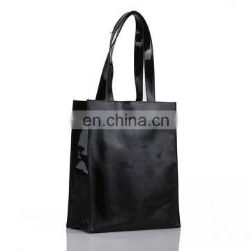 Black Wholesale Zipper PVC Vinyl Tote Shopping Bag