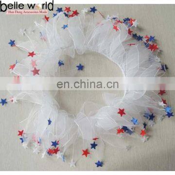 DIY Party Holiday Pet Accessory White Tulles Dog Collar With Fabric Star