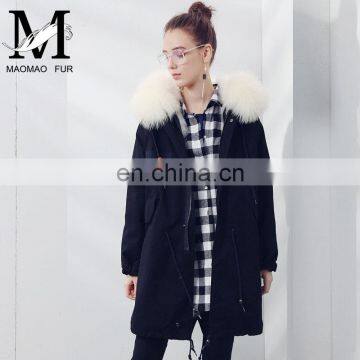 New Winter Design Genuine Raccoon Fur Collar Coat Women and Real Fox Fur Parka photo-5