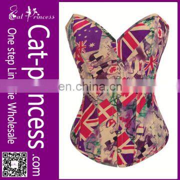 hot sale flag printed steel bone waist training corsets