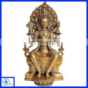 Thai Maitreya Buddha Sculpture Handmade Buddha Sitting On Throne Statue Ancient Brass Buddhism Figurine Wedding Gifts