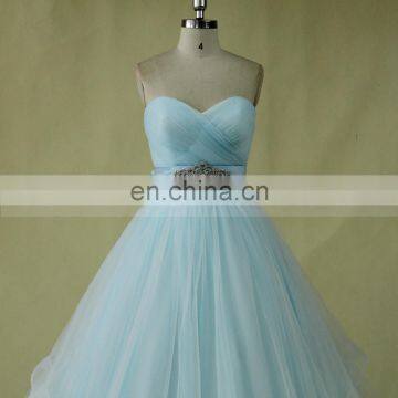 Backless Tulle Light Blue And White Wedding Dress photo-2