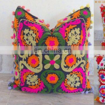 Indian Handmade Suzani Embroidered Cushion Covers Uzbek Throw Pillow cover Cushion Embroidered Ethnic decorative Vintage cases