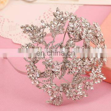 Fancy Handmade Floral Rhinestone Tiara and Crown for Women