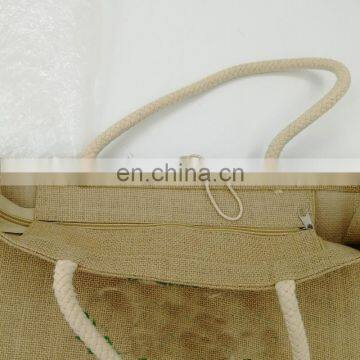 Cotton Handle Grocery Tote Waterproof Jute Bag With Zipper photo-6