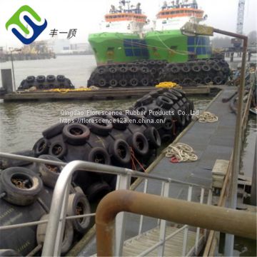 Ship floating fender with aircraft tyres