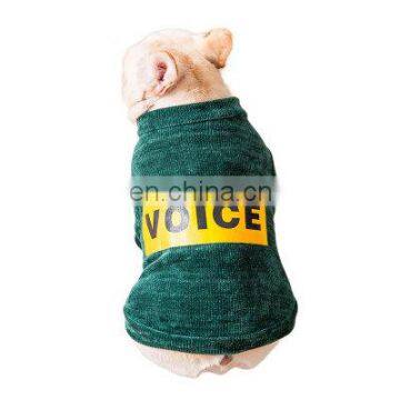 Pet fat dog Jacket Bulldog puppy Clothes Knit sweater Overcoat with letter VOICE