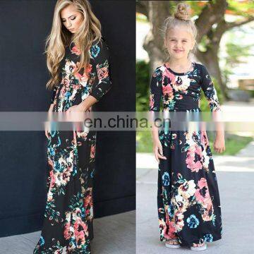 New design floral dress summer style mom daughter matching dress