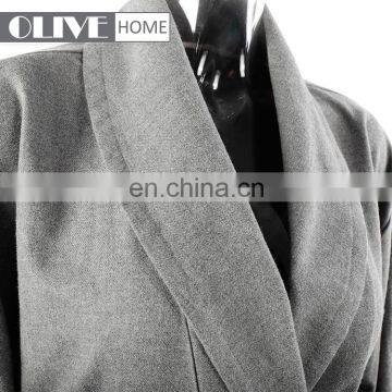 Custom Made Grey French Exquisite Cuffs Shawl Collar Wholesale Bathrobe Hotel for Men photo-4
