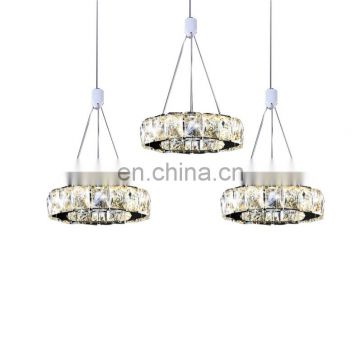 circular light creative modern simplified LED stainless steel crystal pendant light for the cafe living room