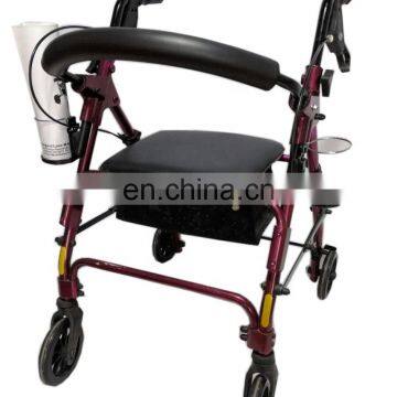 Capacity 500LBS No welding part disabled old men 4 wheel forearm foldable shopping Aluminium Rollator walker with seat