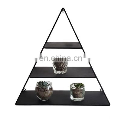 Hot sale simple style display decorative black garden metal wire wall hanging decorative shelf planter stand