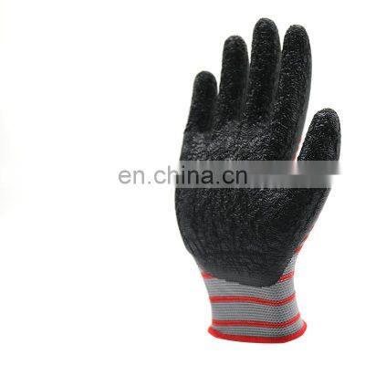 Crinkle Latex Coated Nylon Highway Work Gloves Good Durability Seamless Knitted Rubber Safety Gloves With Textured Palm