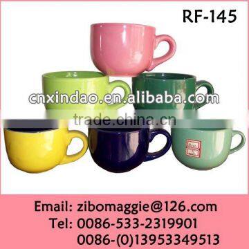 Belly Shape Professional Custom Made Ceramic Fruit Juice Mug for Promotion