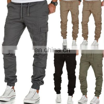 Quick custom casual elastic waist woven fabric pants men cargo jogger pants sports