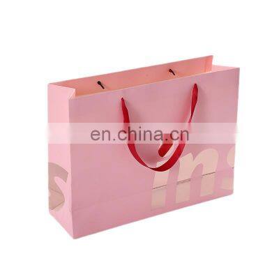 Fashion Luxury Clothing Custom Rose Gold Pink Art Paper Bag With Handles