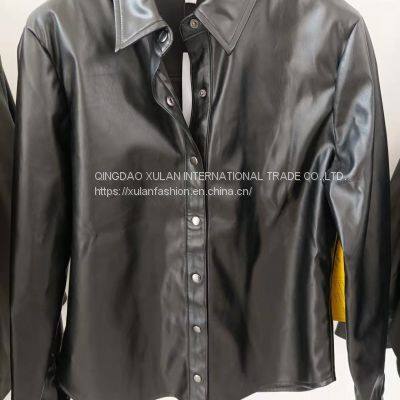 Ladies'faux leather shirt