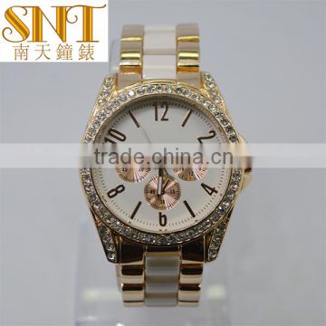 japan movt quartz watch gold steel crystal stone lady watch luxury beautiful vogue