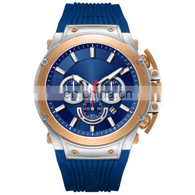 Low Moq Luxury Watch Men Wrist With Custom Logo Japan Movt Quartz Watch Stainless Steel Case Sport Silicone Strap Watch For Men