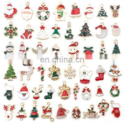 Mixed Christmas Charms Pendants Enamel Bracelet Party Home Metal Craft Decoration Tree Hanging DIY Jewelry Accessories