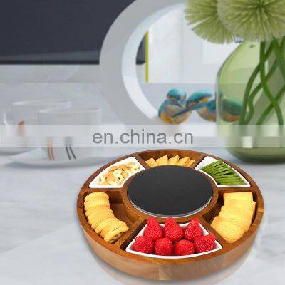 Acacia Wood Cheese Board Knife Set Charcuterie Board With Cutlery In Double Marble 2 Serving Utensils photo-4